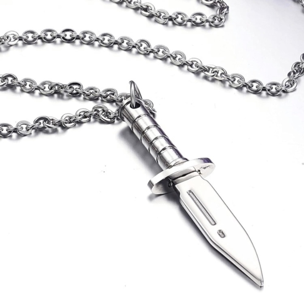 Punk Stainless Steel Dagger Pendant Necklace